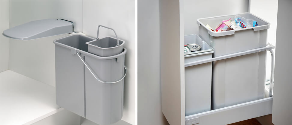 Slim kitchen bin 40L,10L or both Strong steel bins for kitchen and